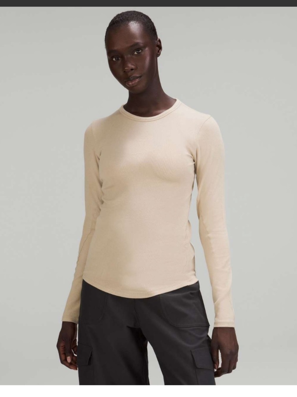 Lululemon Hold Tight Ribbed Crew Neck Long Sleeve T-shirt in Trench Size 8
